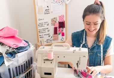 Georgia at her sewing machine